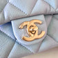 CHANEL 21K Iridescent Light Blue Caviar My Perfect Square Mini Flap Bag Gold Hardware