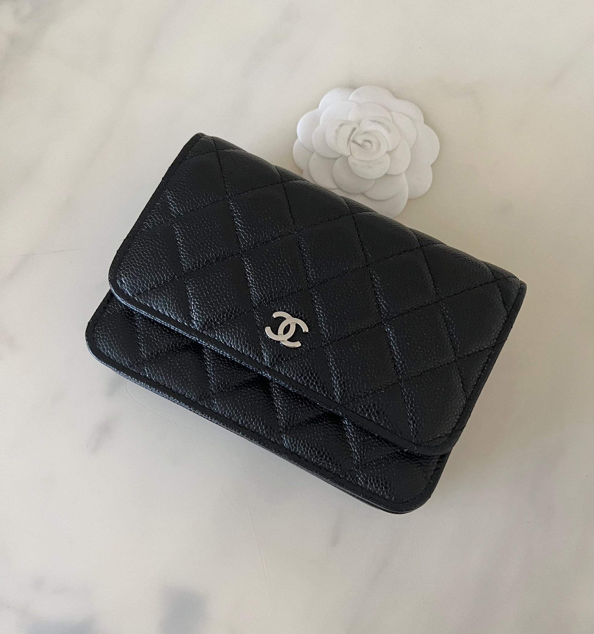 CHANEL Chanel Quilted Mini Pouch Leather Black Coin Purse Silver Hardware  Ladies