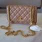 CHANEL 22K Dark Beige Gold Pillar Lamb Skin Wallet on Chain Aged Adjustable Strap GHW