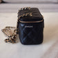 22P BLACK CAVIAR RECTANGULAR VANITY CASE CC STRAP LIGHT GOLD HARDWARE *NEW*