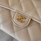 CHANEL Beige Clair Caviar Long Clutch Flap Wallet Gold Hardware