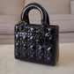 DIOR Small Lady Dior Bag Patent Cannage Calf Skin So Black