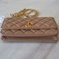 CHANEL 22K Dark Beige Gold Pillar Lamb Skin Wallet on Chain Aged Adjustable Strap GHW