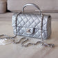 CHANEL 21S Silver Caviar Top Handle Rectangle Mini Bag Silver Hardware