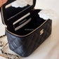 22P BLACK CAVIAR RECTANGULAR VANITY CASE CC STRAP LIGHT GOLD HARDWARE *NEW*