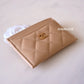 CLASSIC BEIGE CLAIR CAVIAR FLAT CARD HOLDER HOLD HARDWARE *NEW*