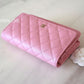 22C PINK CAVIAR CLASSIC WALLET ON CHAIN LIGHT GOLD HARDWARE *NEW*