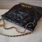 CHANEL Limited Black White Contrast Stitch Calf Skin Small 22 Bag Brushed Gold Hardware