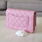 22C PINK CAVIAR CLASSIC WALLET ON CHAIN LIGHT GOLD HARDWARE *NEW*