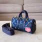 KEEPALL XS BLUE MONOGRAM DENIM AND NAVY BLUE LEATHER GOLD HARDWARE *NEW*