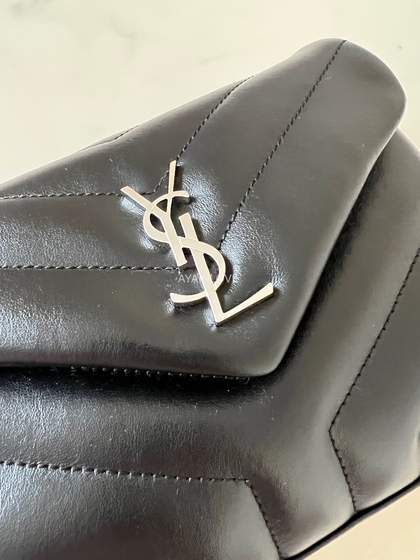 Yves Saint Laurent YSL Black Calf Skin Loulou Y Toy Bag Silver Hardware *New*