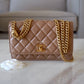 CHANEL 22K Dark Beige Gold Pillar Lamb Skin Wallet on Chain Aged Adjustable Strap GHW