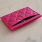 Chanel 22P Dark Pink Caviar Flat Card Holder Light Gold Hardware