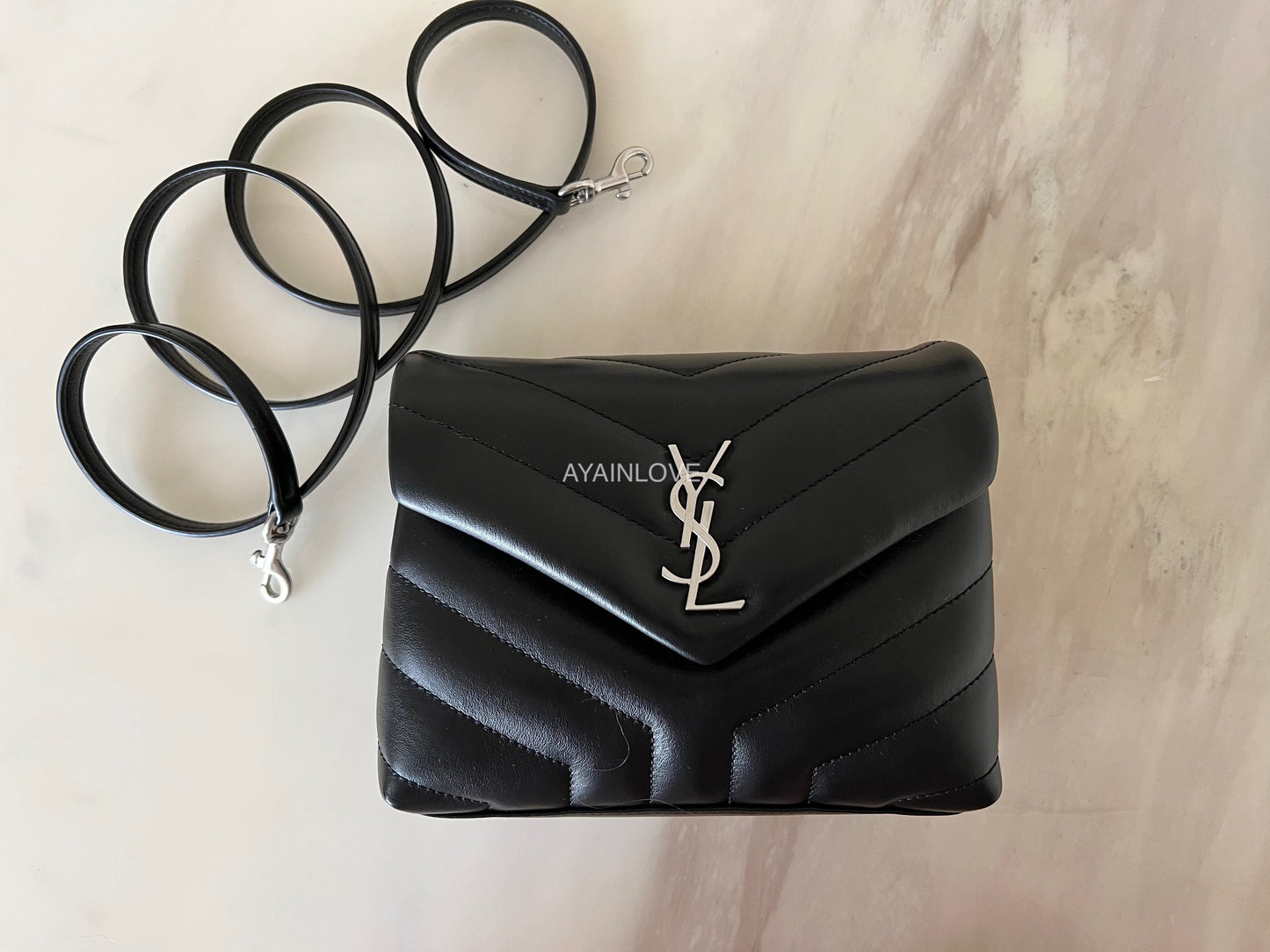 Yves Saint Laurent YSL Black Calf Skin Loulou Y Toy Bag Silver Hardware *New*