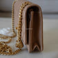 CHANEL 22K Dark Beige Gold Pillar Lamb Skin Wallet on Chain Aged Adjustable Strap GHW