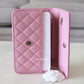 22C PINK CAVIAR CLASSIC WALLET ON CHAIN LIGHT GOLD HARDWARE *NEW*