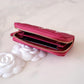 21A DARK PINK CAVIAR ZIPPY CARD HOLDER LIGHT GOLD HARDWARE