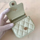 CHANEL 22C Mint Green Caviar Clutch Flap Bag on Chain Light Gold Hardware