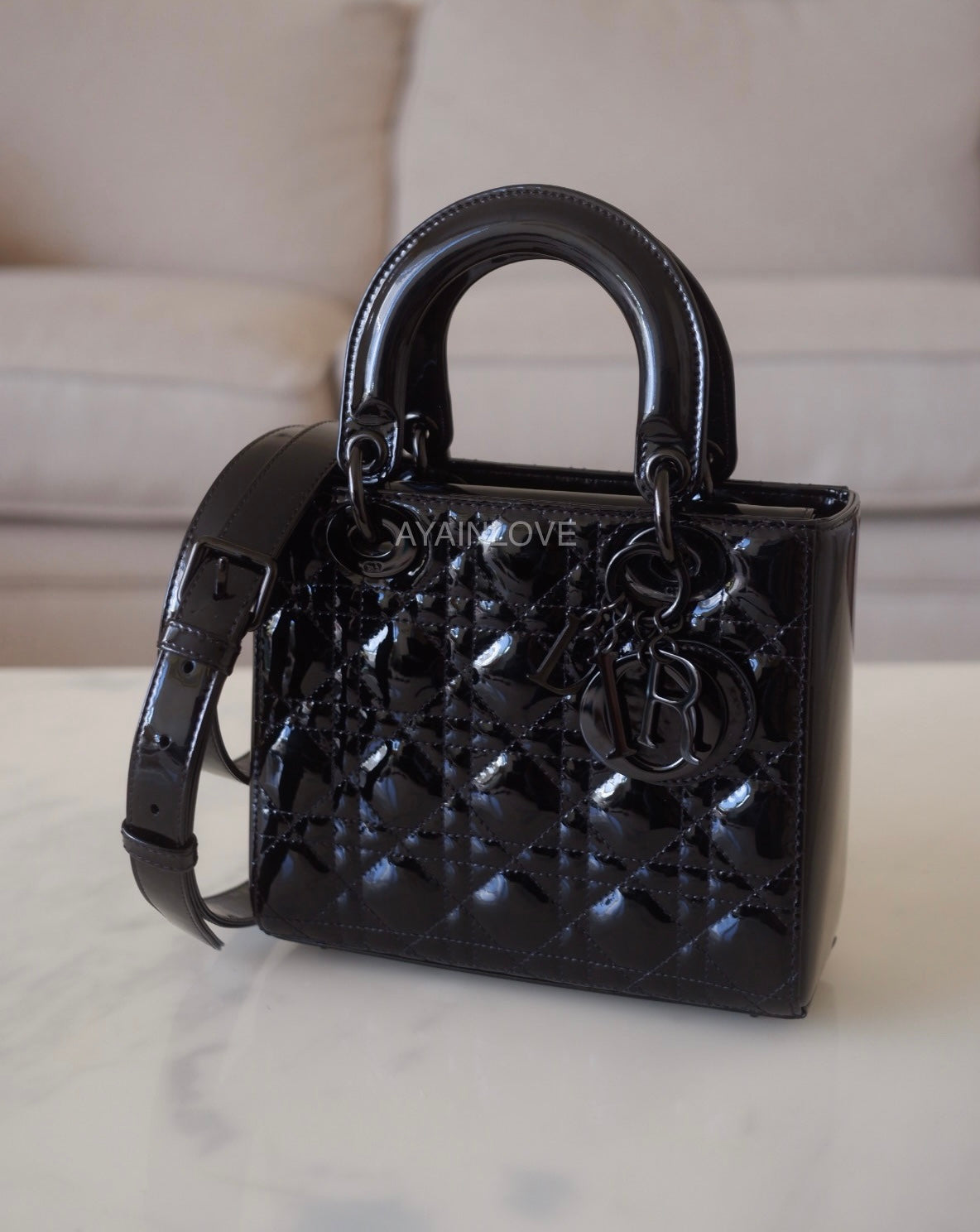Christian Dior Black Patent Mini Lady Dior  Labellov  Buy and Sell  Authentic Luxury