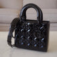 DIOR Small Lady Dior Bag Patent Cannage Calf Skin So Black