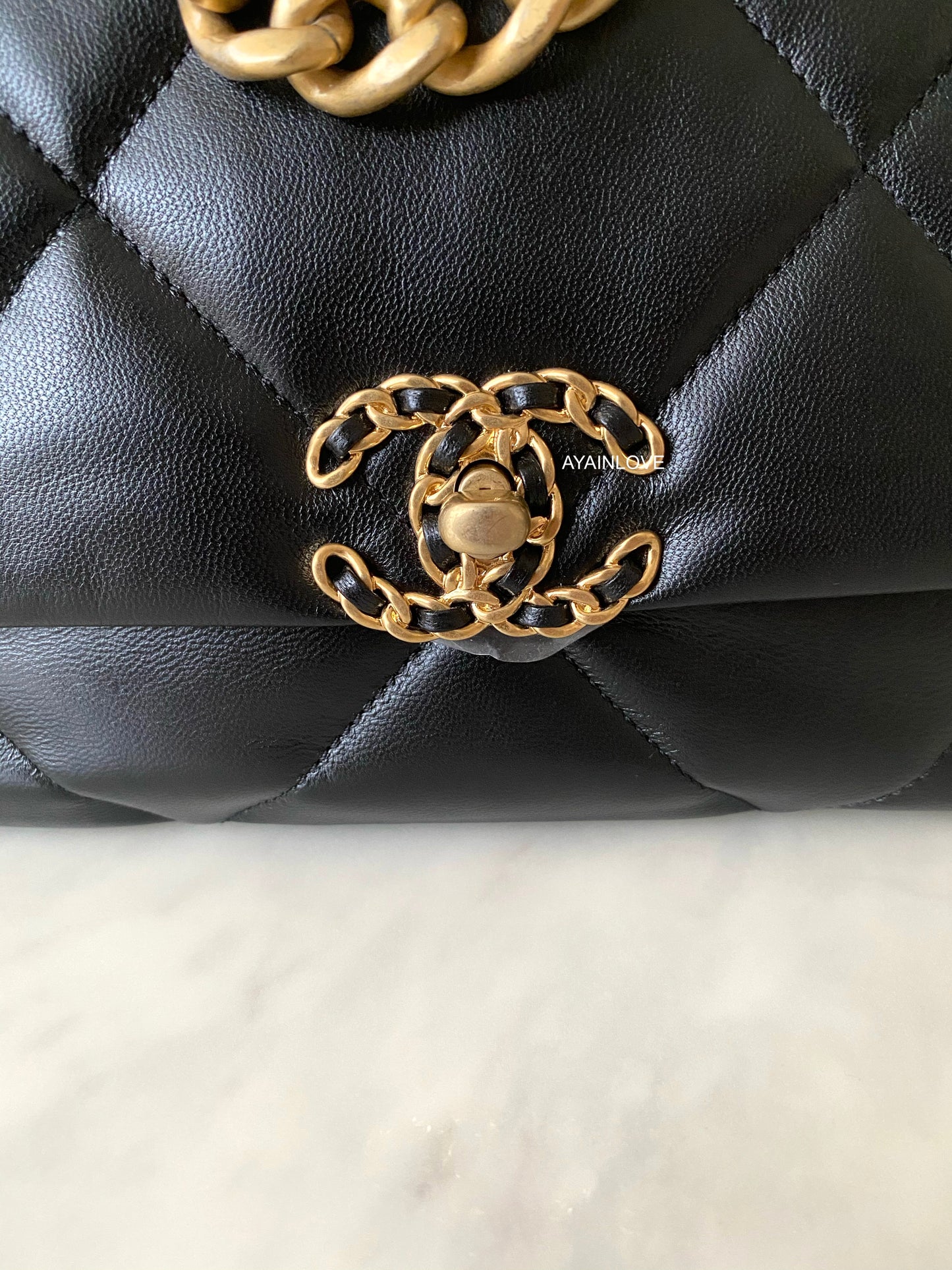 CHANEL Small 19 Black Goatskin Flap Bag Mixed Hardware