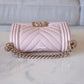 CHANEL 20A Beige Pink Caviar Small Chevron Leboy Flap Bag Light Gold Hardware