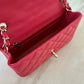 CHANEL 17C Dark Pink Caviar Rectangular Mini Light Gold Hardware