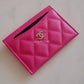 Chanel 22P Dark Pink Caviar Flat Card Holder Light Gold Hardware