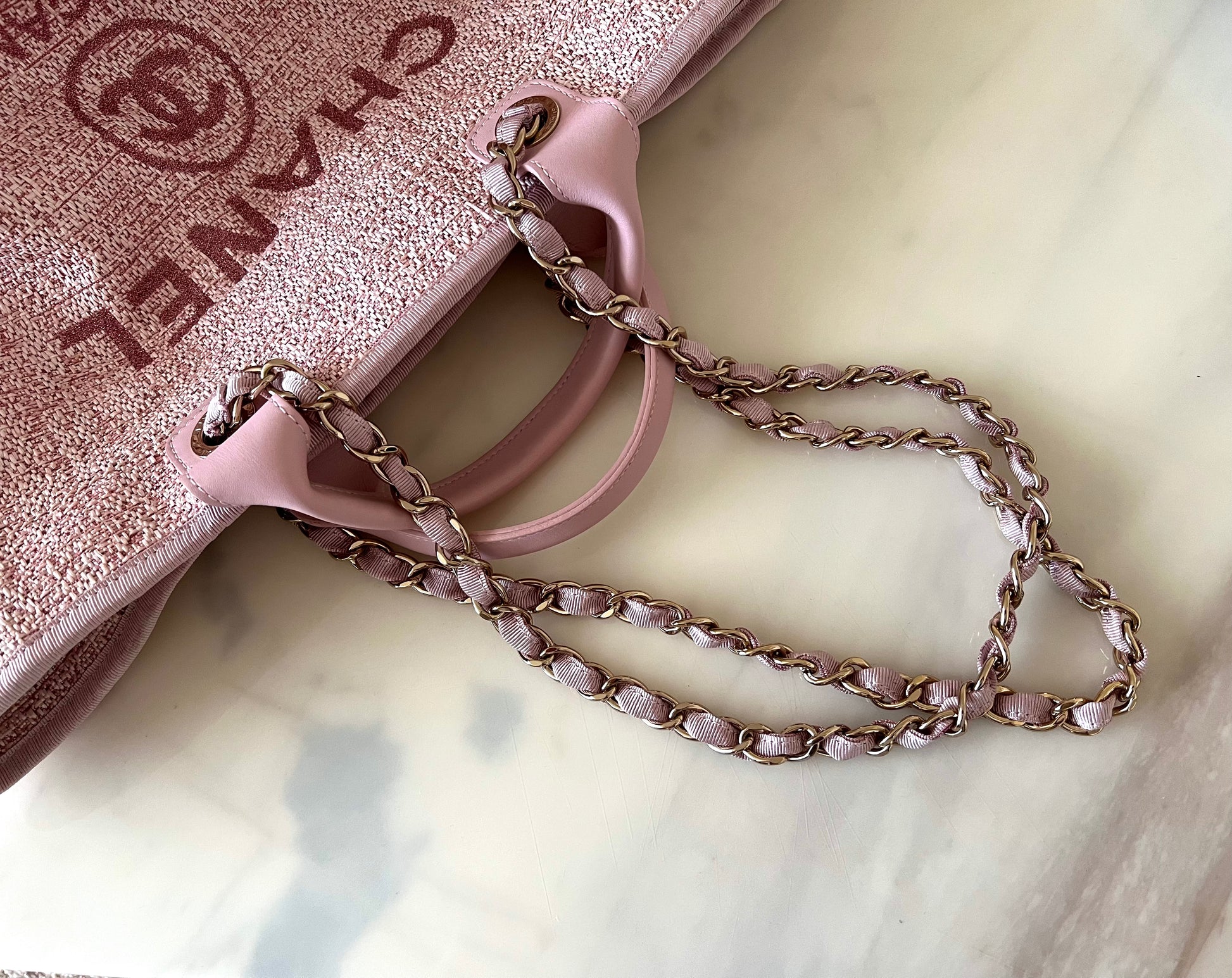 Chanel - Deauville Tote - Pink Fabrics - Glitter Detailing