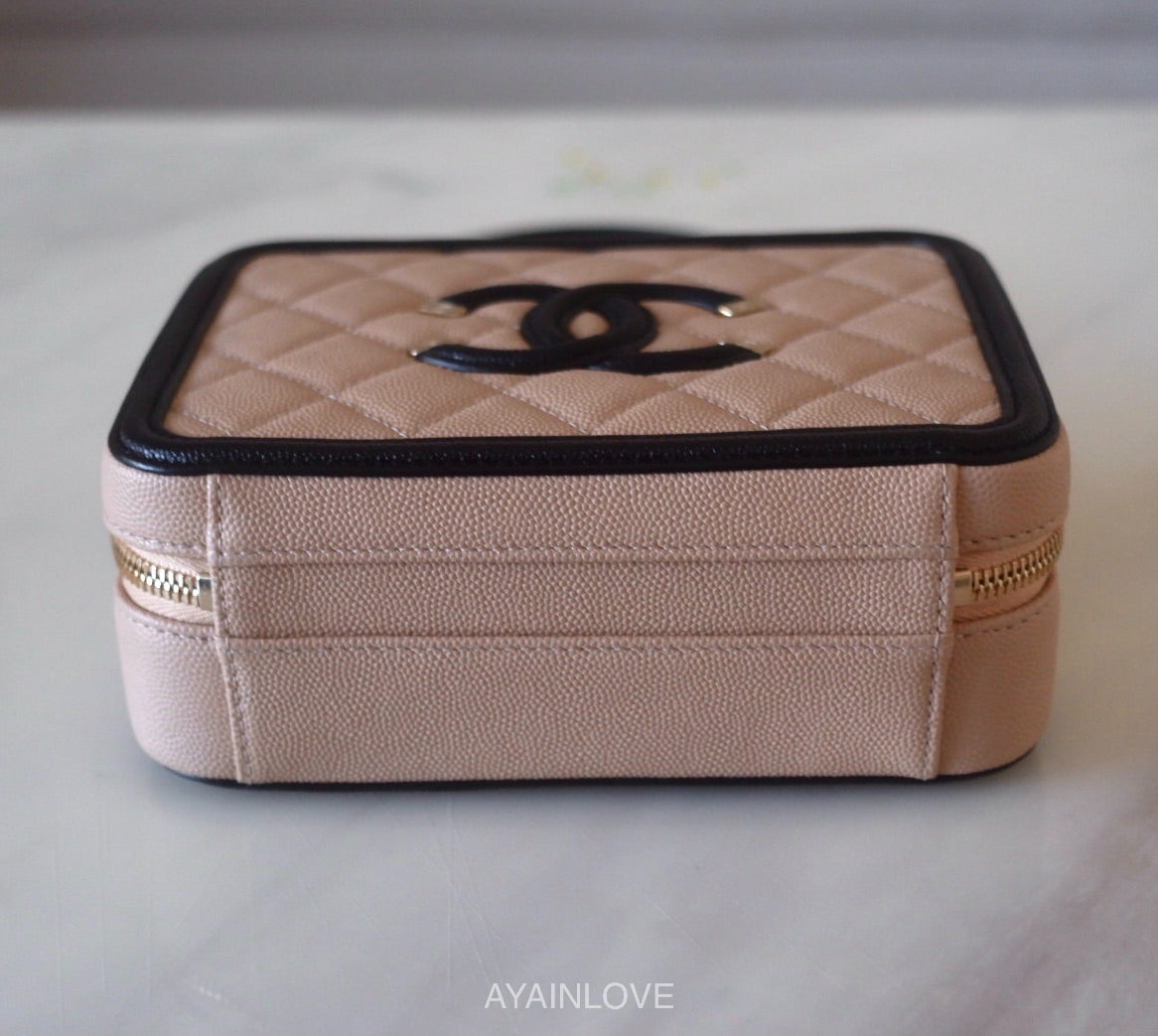 Chanel Beige Caviar CC Filigree Vanity Case – LuxuryPromise