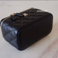 22P BLACK CAVIAR RECTANGULAR VANITY CASE CC STRAP LIGHT GOLD HARDWARE *NEW*