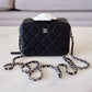 CHANEL 21K Black Caviar Small Camera Case Bag Silver Hardware