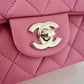 CHANEL 22A Pink Lamb Skin Top Handle Rectangular Mini Flap Bag Light Gold Hardware