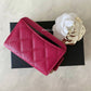 21A DARK PINK CAVIAR ZIPPY CARD HOLDER LIGHT GOLD HARDWARE