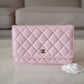 22S LIGHT PINK CAVIAR CLASSIC WALLET ON CHAIN LIGHT GOLD HARDWARE *NEW*