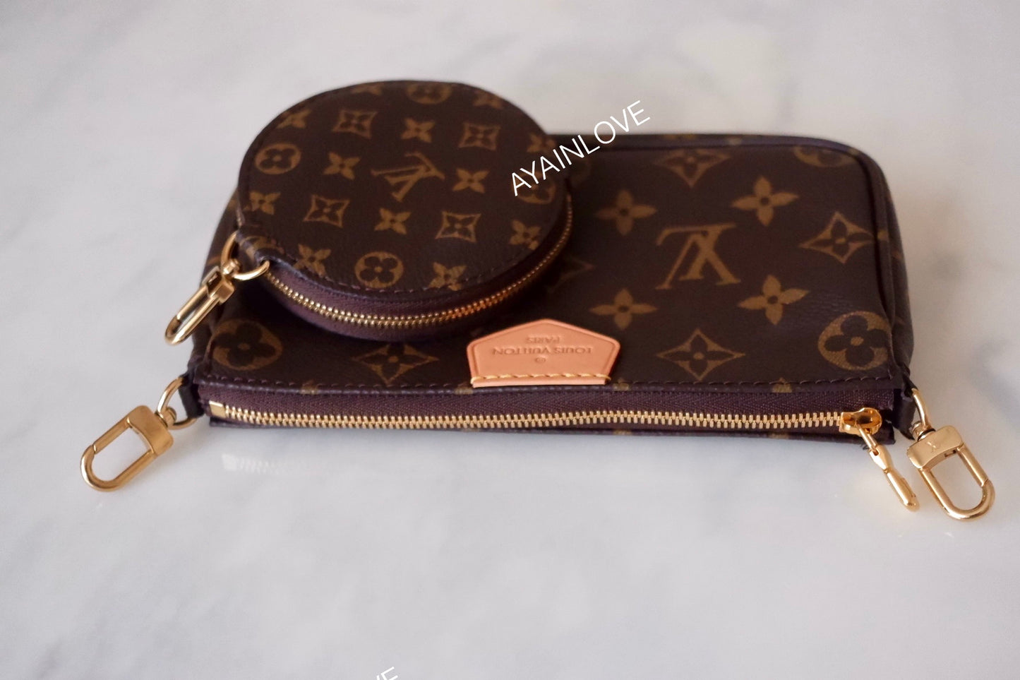 MULTIPOCHETTE ACCESORIES MONOGRAM ROSE CLAIR GOLD HARDWARE