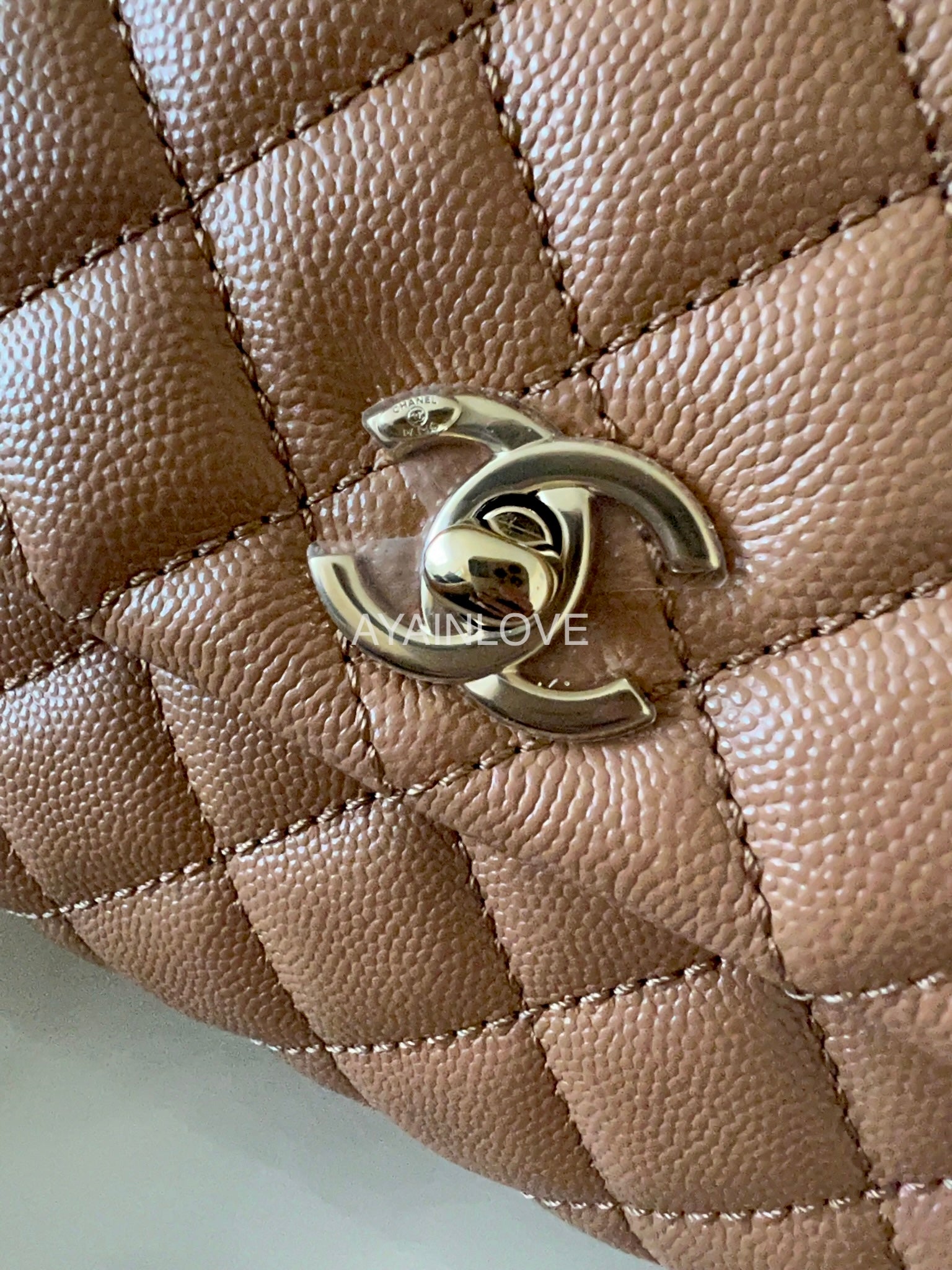 Chanel Dark Brown Quilted Caviar Leather Mini Coco Handle Bag