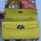 HERMES Kelly To Go 18 Clutch Ostrich Jaune Citron Paladium Hardware