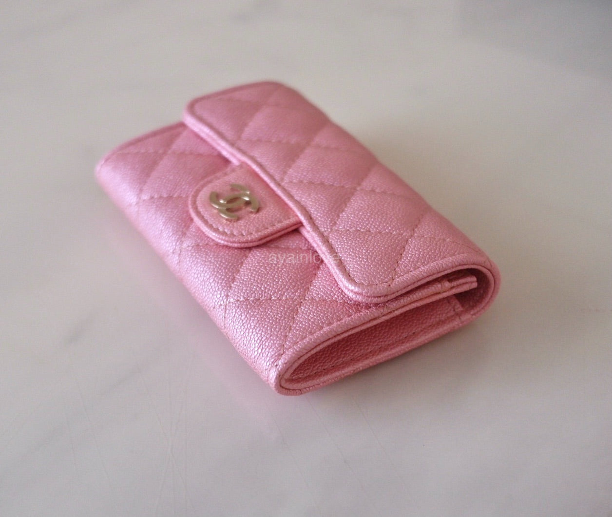 Chanel iridescent best sale pink card holder