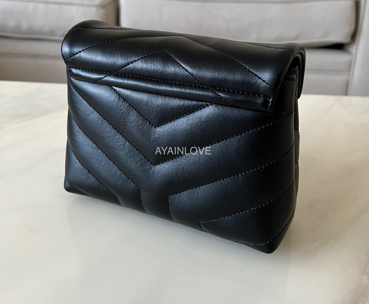 Yves Saint Laurent YSL Black Calf Skin Loulou Y Toy Bag Silver Hardware *New*