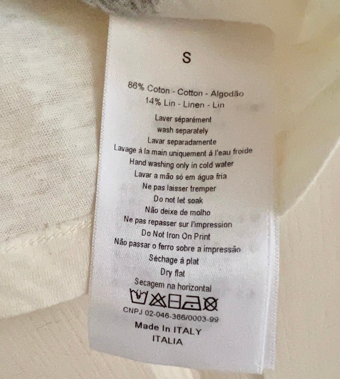 DIOR Ecru Cotton Jersey and Linen T-Shirt Heart Journey Size S