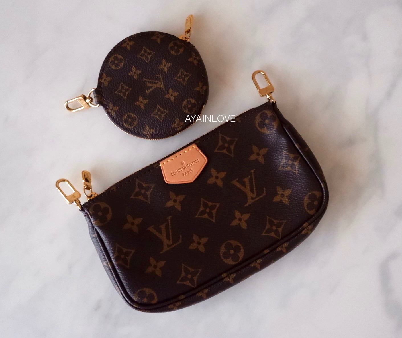 MULTIPOCHETTE ACCESORIES MONOGRAM ROSE CLAIR GOLD HARDWARE