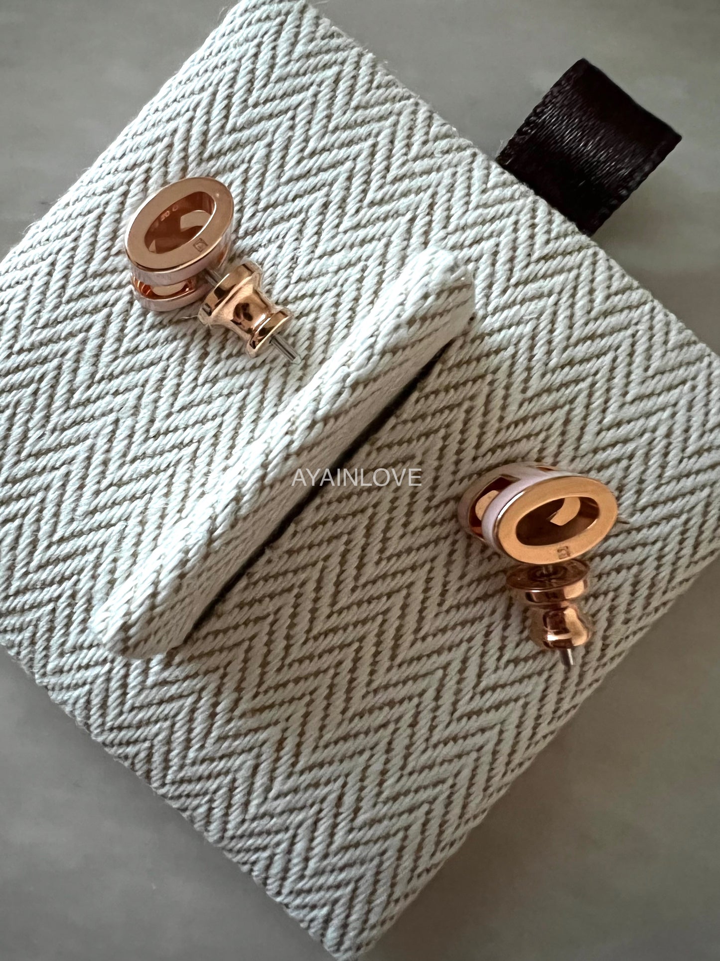 HERMES H Pop Mini Earrings Rose Dragee Rose Gold Hardware