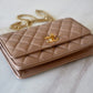 CHANEL 22K Dark Beige Gold Pillar Lamb Skin Wallet on Chain Aged Adjustable Strap GHW