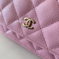 22C PINK CAVIAR CLASSIC WALLET ON CHAIN LIGHT GOLD HARDWARE *NEW*