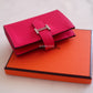 Hermes Bearn Chevre Goat Skin Mini Wallet Rose Extreme PHW (Y Stamp)