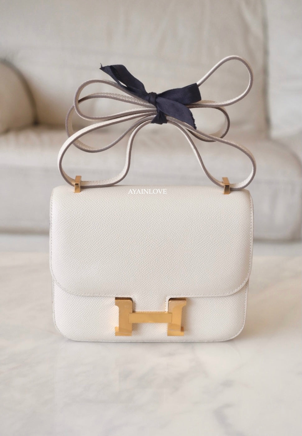 HERMES Constance Mini 18 Epsom Craie Gold Hardware