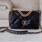 CHANEL Small 19 Black Goatskin Flap Bag Mixed Hardware