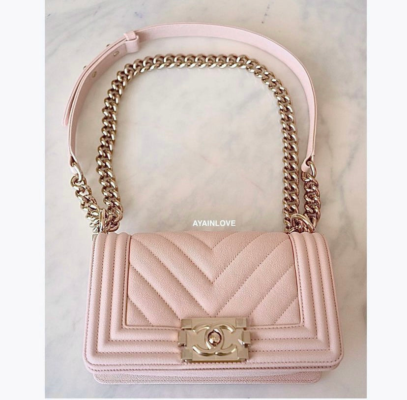 Chanel Beige Small Chevron Boy Bag Gold Hardware Available For Immediate  Sale At Sotheby's