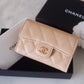 CHANEL Classic Beige Clair Caviar Small Snap Card Holder Gold Hardware
